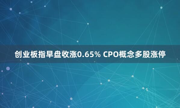 创业板指早盘收涨0.65% CPO概念多股涨停