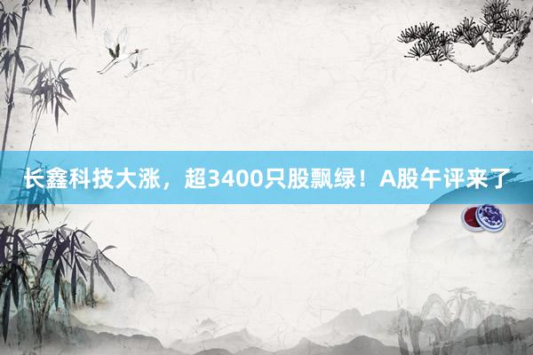 长鑫科技大涨，超3400只股飘绿！A股午评来了