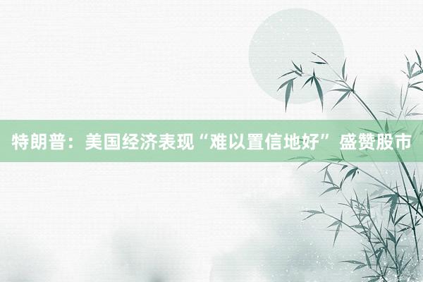 特朗普：美国经济表现“难以置信地好” 盛赞股市