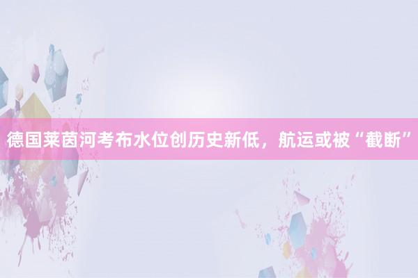 德国莱茵河考布水位创历史新低，航运或被“截断”