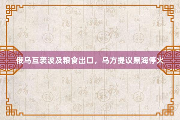 俄乌互袭波及粮食出口，乌方提议黑海停火