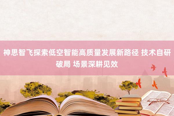 神思智飞探索低空智能高质量发展新路径 技术自研破局 场景深耕见效
