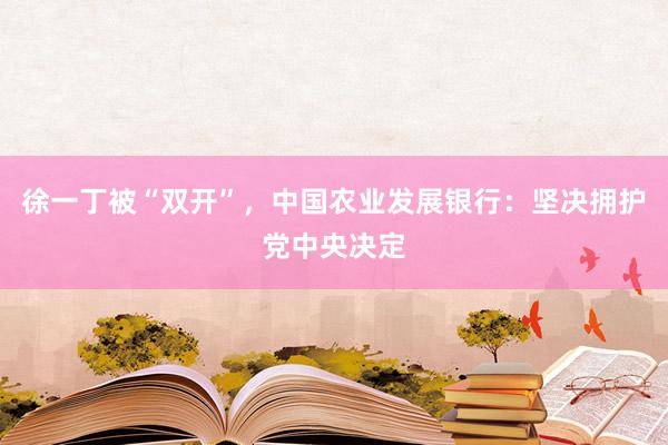 徐一丁被“双开”，中国农业发展银行：坚决拥护党中央决定