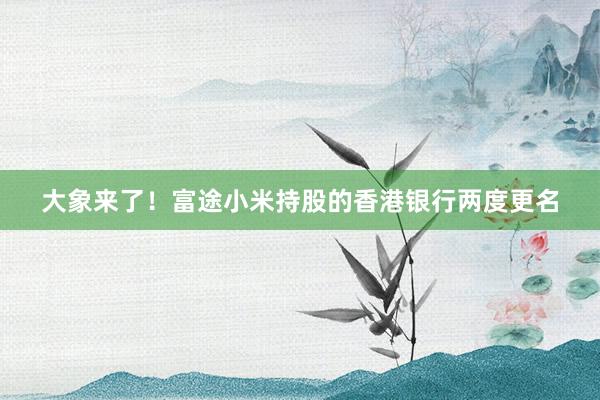 大象来了！富途小米持股的香港银行两度更名