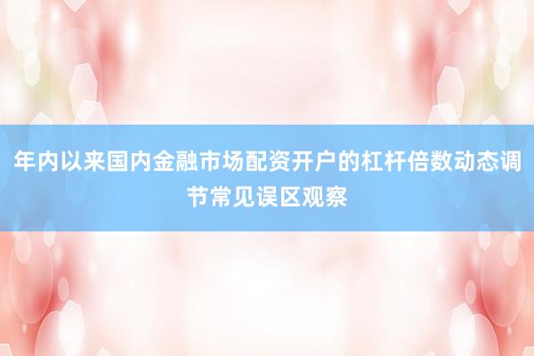 年内以来国内金融市场配资开户的杠杆倍数动态调节常见误区观察
