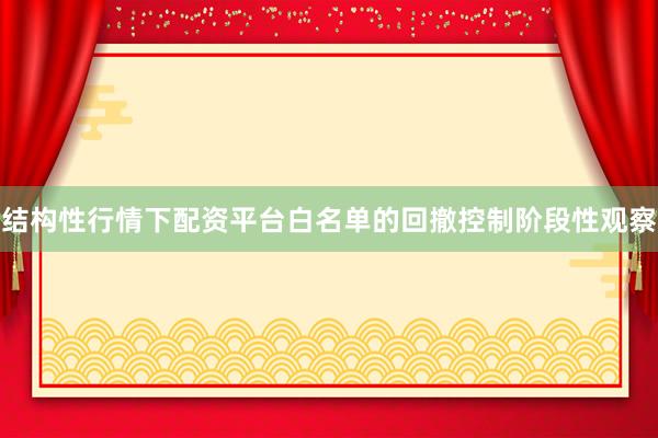 结构性行情下配资平台白名单的回撤控制阶段性观察