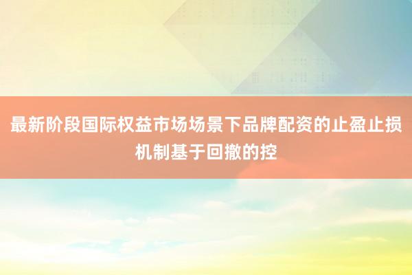 最新阶段国际权益市场场景下品牌配资的止盈止损机制基于回撤的控