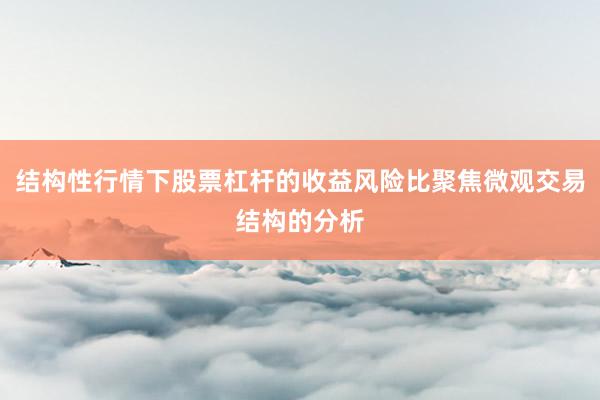 结构性行情下股票杠杆的收益风险比聚焦微观交易结构的分析