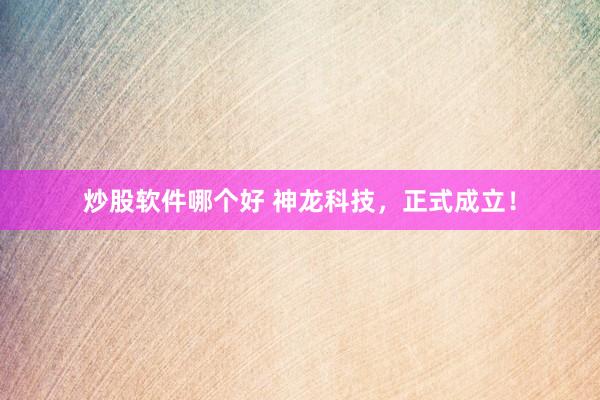 炒股软件哪个好 神龙科技，正式成立！